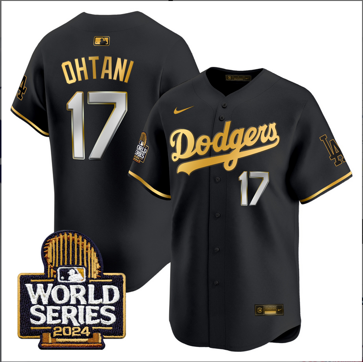 Men MLB Los Angeles Dodgers #17 Ohtani black 2024 World Series Champions Patch Limited Jersey20241105->los angeles dodgers->MLB Jersey